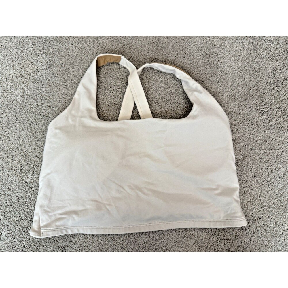 Old Navy White Square Neck Light Support Sport Bra with Crossover Back - XL